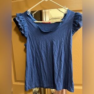 Elle Blue Flutter Sleeve Blouse